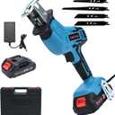 21v Cordless Reciprocating Saw, 2.0 Ah Battery Operated Reciprocating Saw With Charger, Hog Ring Anvil And 4 Pcs Blades For Wood Pvc Pipe Tree Cutting By SHINTYOOL
