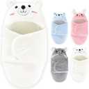 Swaddles for Newborns,Personalized Baby Sleep Sack,Infant Cute Plush Receiving Blanket 0-6 Months for Girl Boy (White Bear)