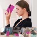 XIQI Designed for Samsung Galaxy S25 6.2'' with Camera Lens Protector & Magnetic Ring Stand [Military-Grade Protection] Translucent Shockproof Phone Case for Men Wowen,Hot Pink