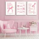 3Pcs Coquette Pink Bow Canvas Wall Art Inspirational Bible Verses Paintings Prints Christian Psalms Scripture Wall Decor Trendy Aesthetic Apartment Posters for living Room Bedroom Pictures Framed