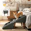 22.5" H Dog Ramp for Small Dogs - 2-in-1 Leather Foldable Dog Stairs for High Bed & Couch, Converts to Ottoman/Bedside Table - 6-Steps Non Slip Ramp for Medium, Puppy, Senior & Injured Pets
