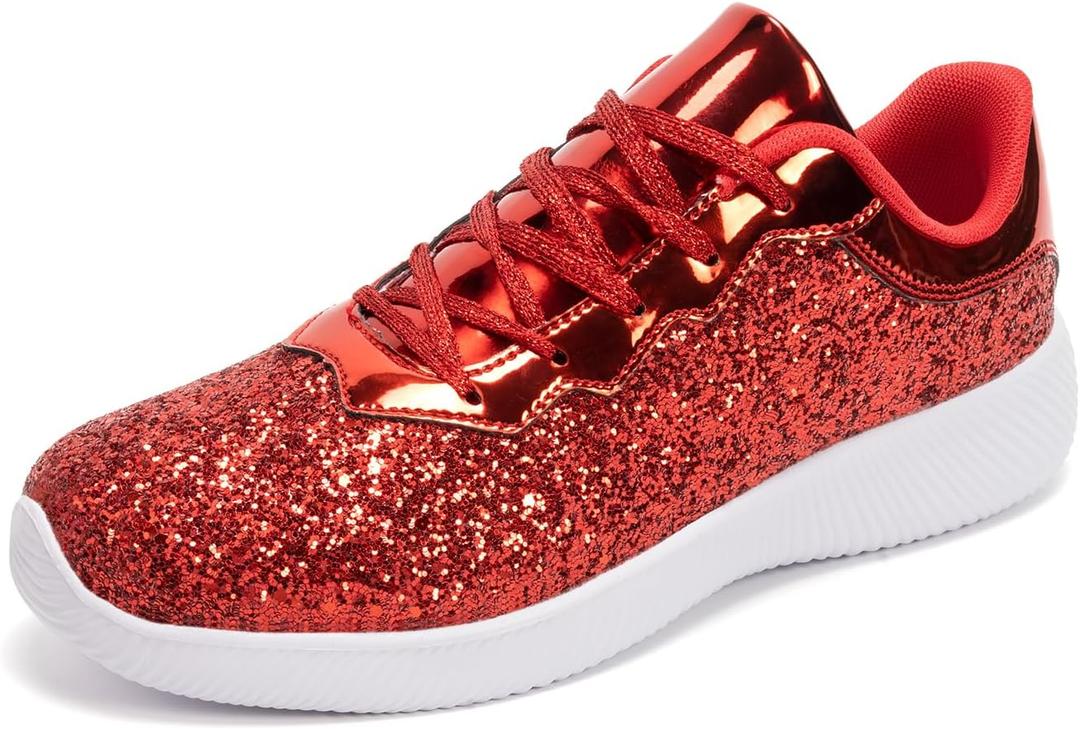 Lxuan Women's Glitter Sneakers Shoes Lightweight Tennis Shoes Metallic Sequin Walking Shoes 8