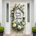 Home Sweet Home Door Cover Housewarming Party Decorations Door Banner Welcome Home Floral Backdrop Decor Greenery Leaves New Home Party Photography Background Sign Bridal Shower