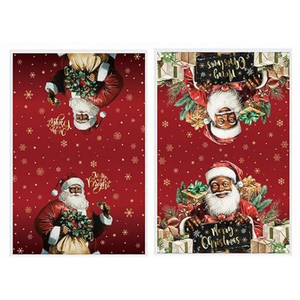Honoson 2 Pcs Christmas Black Santa Claus  Kitchen Towels African American Christmas Decor Black Santa Claus Xmas Farmhouse Gifts