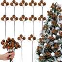 12 Pcs Copper Neutral Christmas Tree Decorations Bronze Neutral Textured Berry Picks and Sprays Ornaments 7.9 Inch Vintage Picks for Christmas Tree Wreath Vase Filler Branches Home Xmas Decor