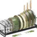 MUDEELA Pot Rack Pan Organizer inside Cabinet - Expandable Pot Lid Organizer for Cabinet with 12 Adjustable Dividers, Cutting Board Organizer Holder Baking Rack Kitchen Cabinet Storage Organization