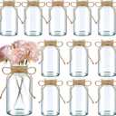 12PCS Transparent Glass Flower Vases for Centerpieces Boho Cylinder Bud Vases in Bulk Mason Jars for Weddings, Parties & Vintage Home Decor(Transparent 12)