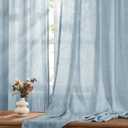 Melodieux Blue Sheer Curtains 84 Inches Long 2 Panels for Bedroom Living Room, Natural Cotton Textured Light Filtering Window Sheer Curtains, Rustic Rod Pocket Crinkle Voile Drapes, 52" W x 84" L