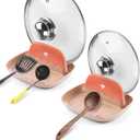 Spoon and Lid Rest - 2 Packs Spoon Rest with Lid Holder, Neat & Drip-Free Spoon Rest for Countertop Stove Top, Heat-Resistant Utensil Rest for Spoons, Pot Lids, Spatulas, Utensils, Forks (Pink)