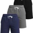 Real Essentials 3 Pack: Men's Cotton 7" French Terry Lounge Sweat Shorts Sleep Casual Shorts Pockets (Big & Tall), S