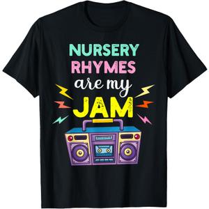 Nursery Rhymes are My Jam 80s Retro Teachers & Students Kids T-Shirt, M
