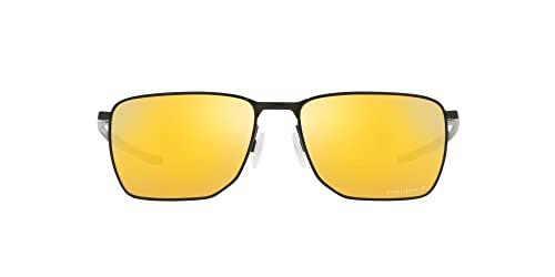 Oakley Men's OO4142 Ejector Rectangular Sunglasses, Satin Black/ Prizm 24K Polarized, 58 mm