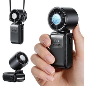 Portable Mini Handheld Fan, Small Hand Fan with Ice Cooler, 100 Speeds, 11Hrs Cooling Time, 20000 RPM Turbo Hand Held Fan for Travel, Outdoor, Beach & Makeup Black