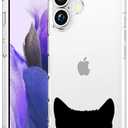 Compatible with iPhone 16 Plus Case Clear Cute for Women - Rugged Phone Cases Funda Protector Cover Skin (Black Cat Ears Animal)