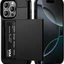 Vofolen Compatible with iPhone 16 Pro Case with Card Holder Dual Layer Heavy Duty Drop Protection Hidden Sliding Card Slot Slim Wallet Phone Case for iPhone 16 Pro for Women Men, 6.3 Inch Black