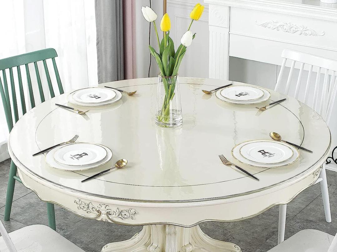Deep Dream 1.5mm Thick 70 Inches Clear Round Table Protector, Round Table Cover, Tablecloth Protector, Table Protector for Dining Room Table & Office