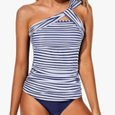 Tempt Me Two Piece Tankini Bathing Suits for Women One Shoulder Swim Top with Bottom Swimsuits Size S