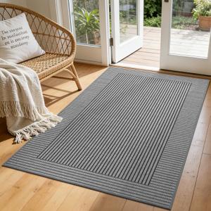 Door Mat 35"x59", Thin Dirt Trapper Entryway Front Doormat, Grey, 31" X 47"