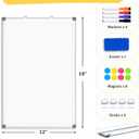 Double-Sided Magnetic Whiteboard, 18" x 12" Dry Erase Board Aluminum Frame for Wall, White Board Marker Board for Kitchen, Memo, School, Home, Office