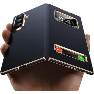 for Galaxy Z Fold 7 Case Luxury Leather with Smart Screen View,Fit for Magsafe,See Calls & Time Without Opening,Magnetic Slim Protective Cover for Samsung Zfold 7 Case Black