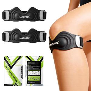 HANDBODE Patellar Tendon Support Strap, Silicone Knee Brace for men women, Adjustable Patella Band Support Pain Relief, Fit Hiking, Running, Basketball, Jumpers Knee, Osgood Schlatter, 2 Pack