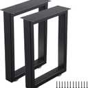 Bench Legs 16 Inch Metal Coffee Table Legs Heavy Duty Furniture Desk Chair Legs, Set of 2, Black (16" Rectangle-Shaped)