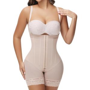 SHAPSHE Fajas Colombianas Tummy Control Shapewear Strapless Body Shaper Butt Lifter BBL Stage Compression Garment (Medium, Beige)