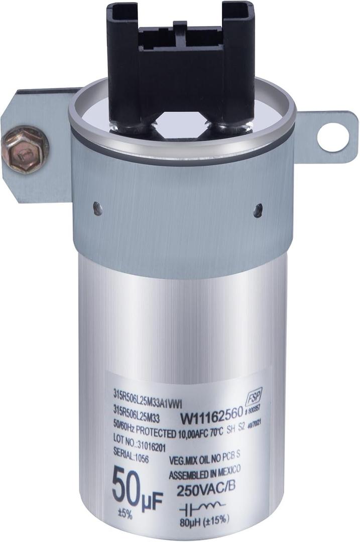 W11395618 W11162560 Washing Machine Run Capacitor Compatible with Whirlpool WTW5057LW0 WTW5010LW0 WTW5105HW2 WTW5100HW1 WTW6120HW0 WTW5057LWO WTW5100HC2 WTW5015LW0, for Maytag MVW6230HW3 MVW5430MW0