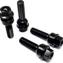 Set of 20 Veritek 14x1.5mm 45mm Extended Thread R14 Radius Black Ball Seat Washer Lug Bolts for Porsche Factory Wheels
