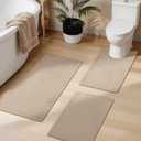 YIHOUSE Bathroom Rugs Sets 3 Piece Beige, Non Slip Bath Mats Sets of 3 Quick Dry, Absorbent Washable Thin Bathroom Rugs Fit Under Door for Elder, Sink, Laundry(16x24+16x24U+16x32in)