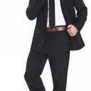 Men's Party Suit Solid Color Prom Suit for Themed Party Events Clubbing Jacket with Pants XL
