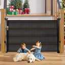 Retractable Baby Gates Dog Gate for Stairs, 55" Wide Mesh Baby Gate Pet Gate for The House, 34" Tall Child Safety Gates for Doorways, Hallways, Deck, Porch, Indoor, Outdoor