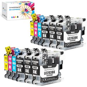 LC203 Ink Cartridge Replacement for Brother LC203XL LC201 XL to Use with Brother MFC-J480DW MFC-J880DW MFC-J4420DW MFC-J680DW MFC-J885DW Printer, 12 Pack (12 Pack (6Black, 2Magenta, 2Cyan, 2Yellow))