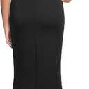 WOOSEA Women Sleeveless V Neck Split Evening Cocktail Long Dress (Black, M)