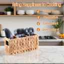 Wicker Party Silverware Caddy, Small Water Hyacinth Plastic Cutlery Utensil Holder, Hand Woven with Handles, Kitchen Countertop and Picnic flatware Organizer