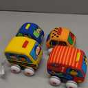 Melissa & Doug K's Kids Pull-Back Town Vehicle Set - Baby Toys Set with 4 Soft Toy Cars and Trucks, Surface Washable with Removable Wheels, Learning Toys for Babies and Toddlers