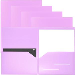 Youngever 6 Pack Heavy Duty Plastic Two Pocket Folders, Heavy Duty Plastic 2 Pocket Folder (Mauve)