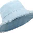 Zylioo Frayed Bucket Hats, Tassel Floppy Travel Hats,2 in 1 Cute Fringe Fishing Sun Hat Small Heads L/XL