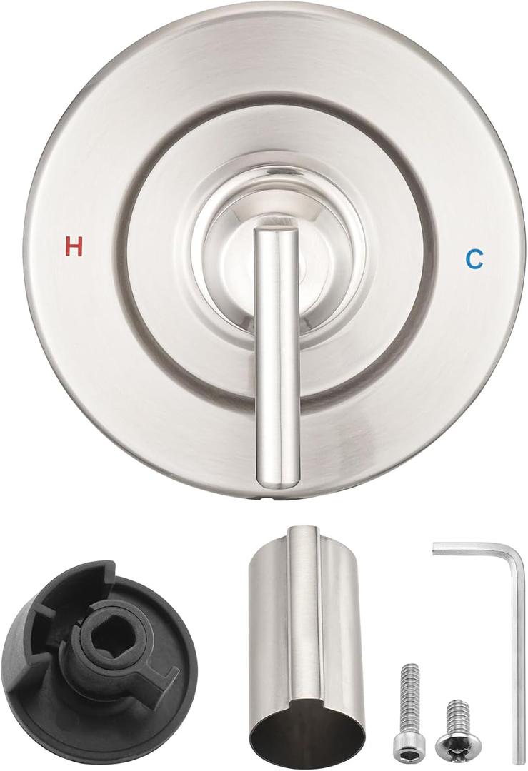 Replacement Trim Kit for Moen Chateau Shower Faucet (Valve & Cartridge Not Included), Pull-On Push-Off Knob Handle Design, Brushed Nickel