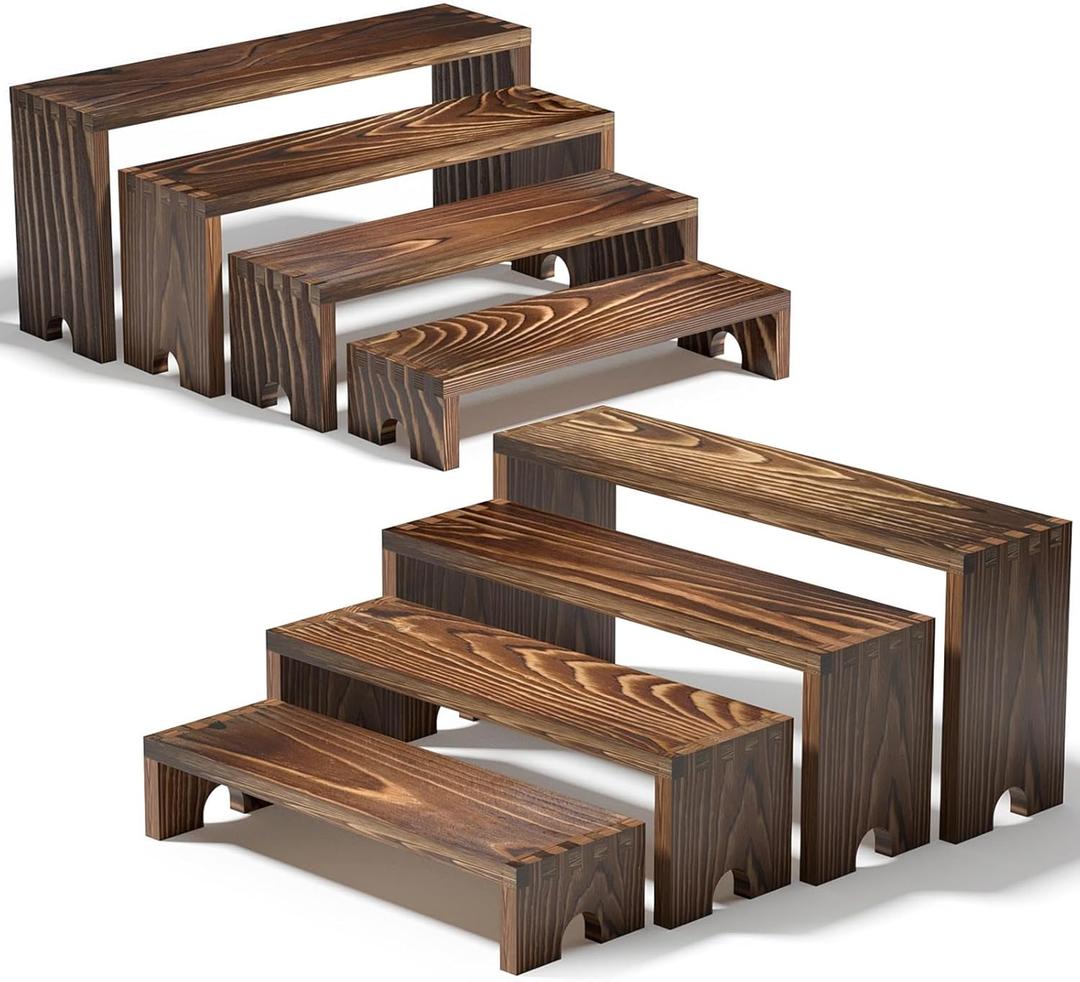 2 Set Large Wooden Tiered Riser Display Stands for Vendor Events,Stackable Wooden Cupcake Display Stand, Farmhouse Decor Wood Dessert Table Display Set, Vendor Booth Display Items, Food Display Risers for Party12-11.2-10.4-9.6IN