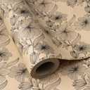 WRAPAHOLIC Kraft Black Floral Wrapping Paper Roll - Mini Roll - 17 inch x 16.5 Feet - Vintage Black Flower Wrapping Paper for Mother’s Day, Birthday, Wedding, Bridal Shower, Tea Party