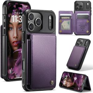 Bemal for iPhone 17 Pro Max Wallet Case with Card Holder, RFID Blocking, Flip Folio Leather Kickstand for Men and Women, Durable Shockproof Protective Phone Cover, Purple
