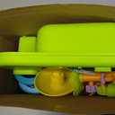 Upgraded 4-in-1 Sand Water Table for Toddlers 1-3, Kids Sensory Table with Electric Water Pump & Sun Flower Faucet, Play Kitchen Sink with Food Accessories, Fishing Toy Adjustable Height