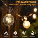 Mlambert 100Ft(2x50Ft) Outdoor String Lights, G40 Globe Patio Lights with 50+4 Waterproof Hanging LED Bulbs for Balcony Gazebo Deck Tents-Black Wire