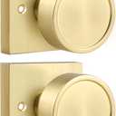 Haidms Brushed Gold Dummy Door Knobs, Half Brushed Brass No-Turning Dummy Knob for Closet Doors, Zinc-Alloy Single-Sided Door Locks (2 Pieces/1 Pair)