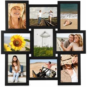 Malden International Designs 5 x 7 9-Opening Dimensional Collage Photo Wall Frame, Black 2pk
