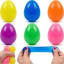 6 Pack Easter Eggs Squeeze Toys, 2 x 2.4 inch Stress Relief Fidget Toys for Kids & Adults, Sensory Squishy Eggs for Easter Basket Stuffers, Party Favors, Classroom Prizes