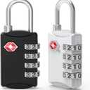 2 Pack 4 Digit TSA Luggage Locks, Diyife Outdoor Waterproof Padlock, Combination Lock for Backpack, Locker, Gate, Toolbox, High-Strength Zinc Alloy Steel - Black & White