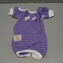 KYEESE Dog Pajamas Stretchable 4 Legs Doggie Jammies Striped Jumpsuit Lightweight Onesie Puppy Pajamas Cozy Outfit Comfortable Dog Clothes Hair Shedding Cover Pet Sleepwear,Purple Striped, Medium (Medium (11-15lbs))