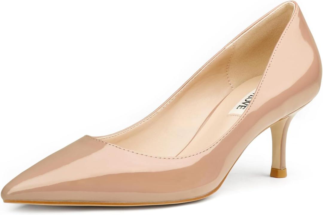 JOY IN LOVE Women's Shoes Low Heels Pointy Toe Kitten Heel Daily Pumps Nude 8.5 US